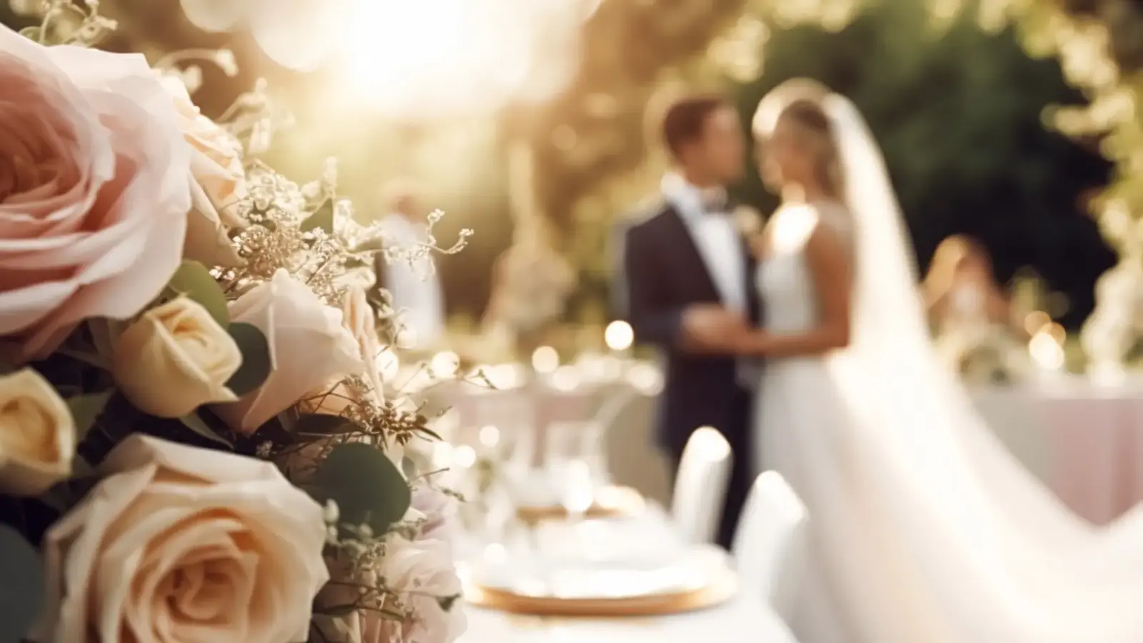 bride and groom at wedding reception